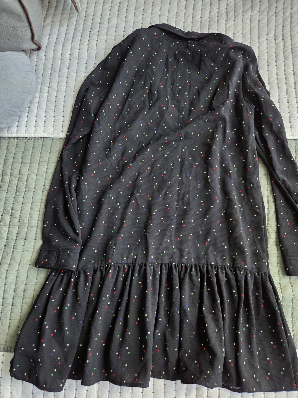 Zara Black Long-Sleeve Dress with Multicolor Dot Print